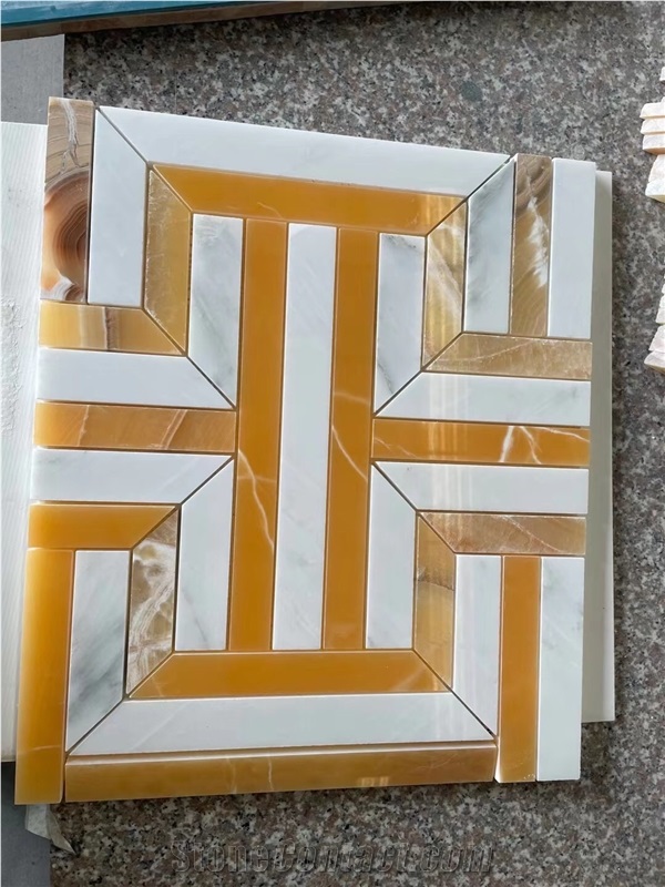 Carrara Chevron Mosaic Wall Tile Honey Onyx Floor Pattern