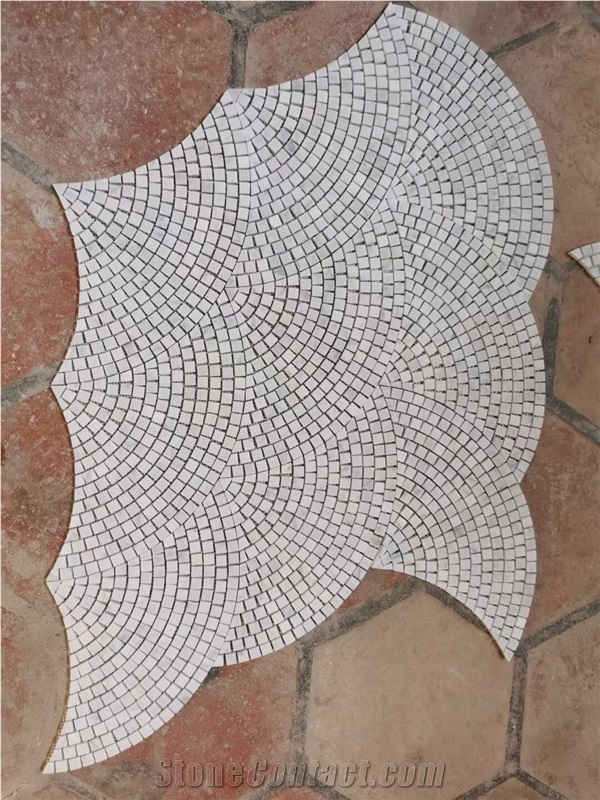Carrara Hexagon Mosaic Design Chevron Marquina Floor Pattern