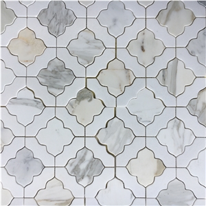 Chipped Marble Mosaic Calacatta Oro Gold Floor Mosaic Design