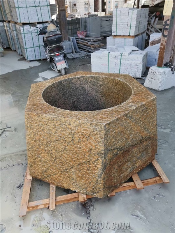 Granite Stone Outdoor Flower Stand Planter Stone Garden Pots