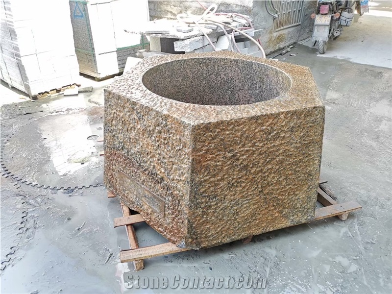 Granite Stone Outdoor Flower Stand Planter Stone Garden Pots