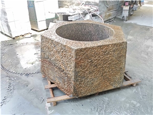Granite Stone Outdoor Flower Stand Planter Stone Garden Pots