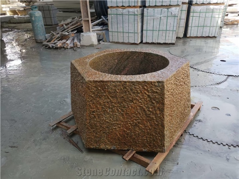 Granite Stone Outdoor Flower Stand Planter Stone Garden Pots