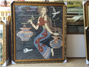Handmade Marble Mosaic Portrait Replica Decorative Art Work