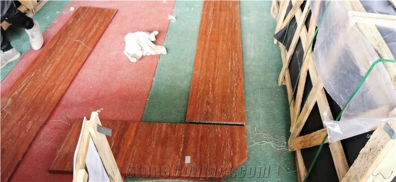 Iran Red Travertine Wall Tile Rose River Travertine Flloor 