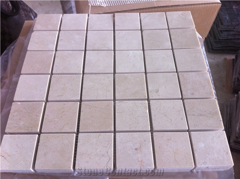 Marble Backsplash Mosaic Crema Marfil 2X2 Kitchen Floor Tile