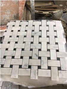 Marble Basket Weave Mosaic Pattern Carrara Backsplash Tile 
