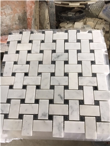 Marble Basket Weave Mosaic Pattern Carrara Backsplash Tile 