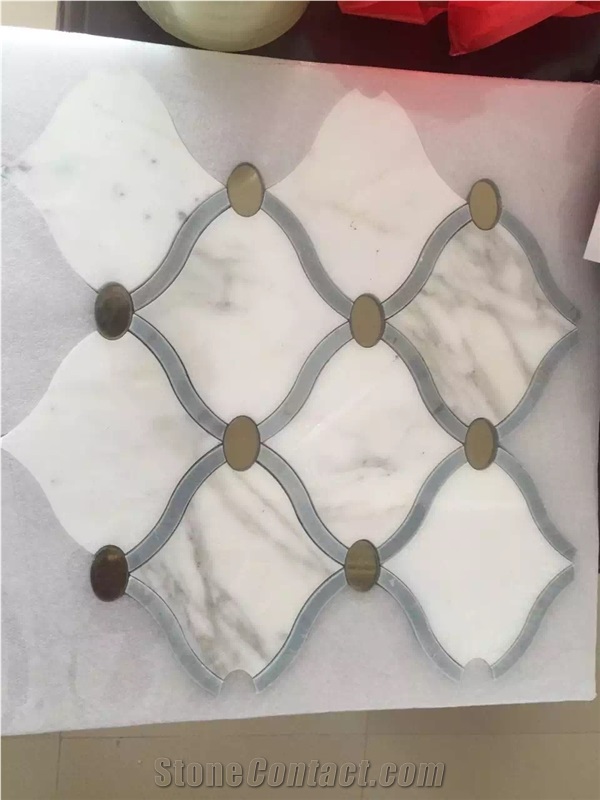 Marble Bath Floor Design Mosaic Carrara Chevron Wall Tile 