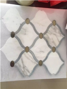 Marble Bath Floor Design Mosaic Carrara Chevron Wall Tile 
