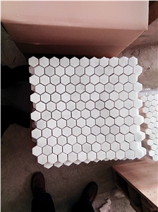 Marble Bath Wall Mosaic 1" Hexagon Carrara Backsplash Tile 