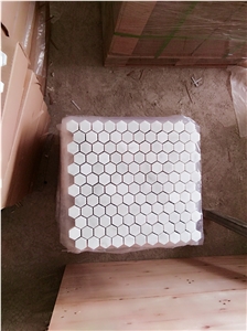 Marble Bath Wall Mosaic 1" Hexagon Carrara Backsplash Tile 