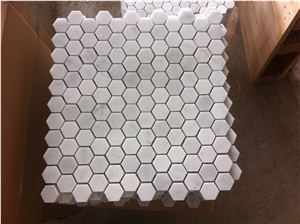 Marble Bath Wall Mosaic 1" Hexagon Carrara Backsplash Tile 