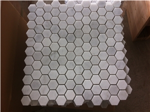 Marble Bath Wall Mosaic 1" Hexagon Carrara Backsplash Tile 