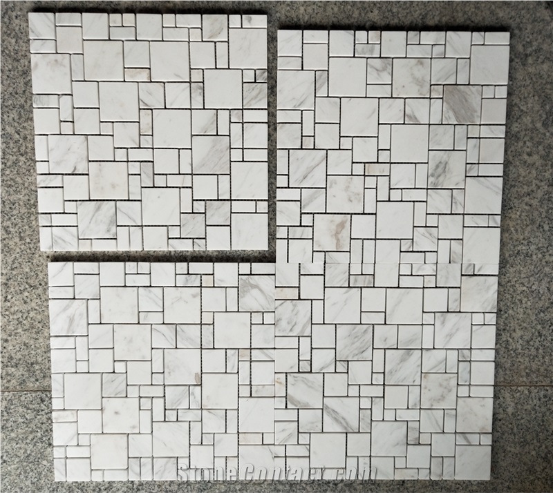 Marble Chip Mosaic Design Volakas French Pattern Floor Tile