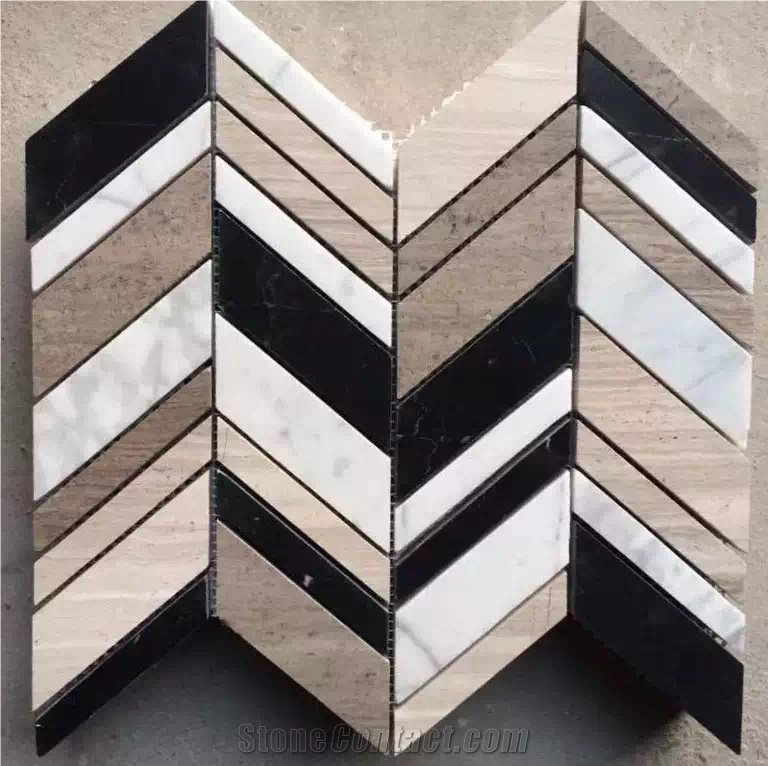 Marble Chip Mosaic Design Volakas French Pattern Floor Tile