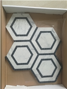 Marble Grey Linear Strip Backsplash Mosaic Carrara Chevron 
