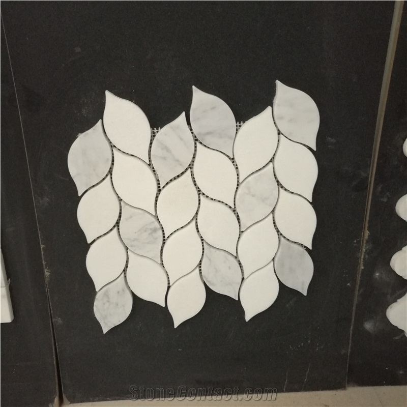 Marble Grey Linear Strip Backsplash Mosaic Carrara Chevron 