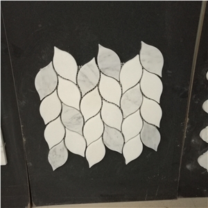 Marble Grey Linear Strip Backsplash Mosaic Carrara Chevron 