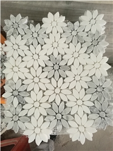 Marble Grey Linear Strip Backsplash Mosaic Carrara Chevron 