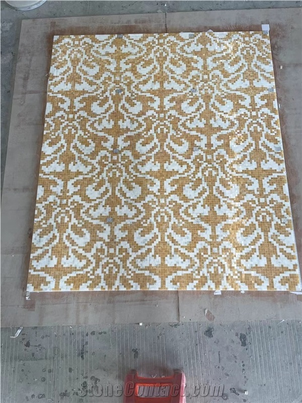 Marble Mosaic Art Work Honey Onyx Mosaic Wall Picture 