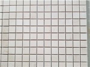 Marble Mosaic Floor Design Crema Marfil Kichen Backsplash 