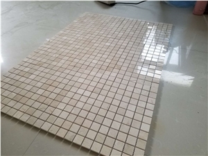 Marble Mosaic Floor Design Crema Marfil Kichen Backsplash 