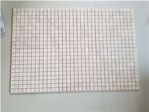 Marble Mosaic Floor Design Crema Marfil Kichen Backsplash 