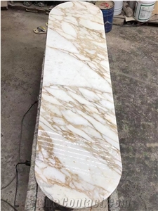 Marble Reception Desk Calacatta Oro Restaurant Dining Table