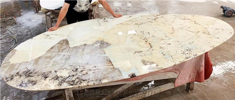 Marble Restaurant Round Table Top Palissandro Dining Table Top