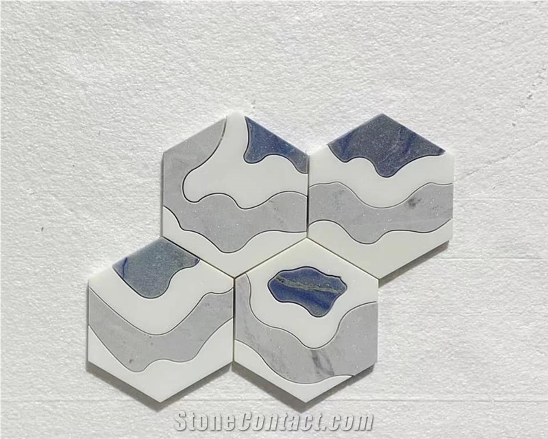 Marble Water-Jet Mosaic Design Pearl Shell Backsplash Tile 