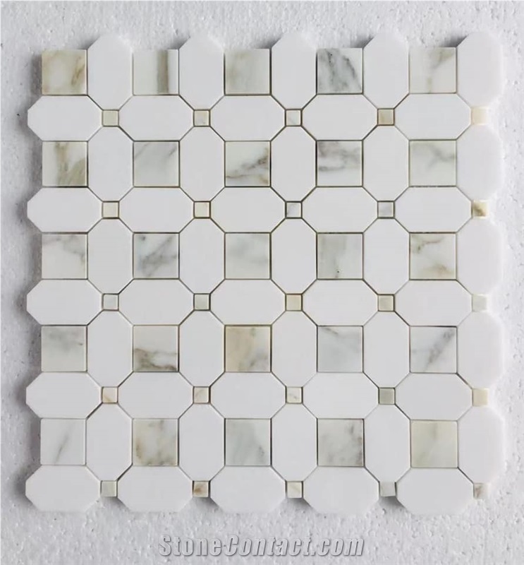 Marble Water-Jet Mosaic Design Pearl Shell Backsplash Tile 