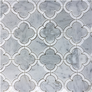 Marble Water-Jet Mosaic Pattern Design Carrara Backsplash Marble Water-Jet Mosaic Pattern Design Carrara Backsplash