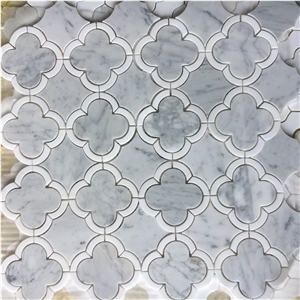 Marble Water-Jet Mosaic Pattern Design Carrara Backsplash 