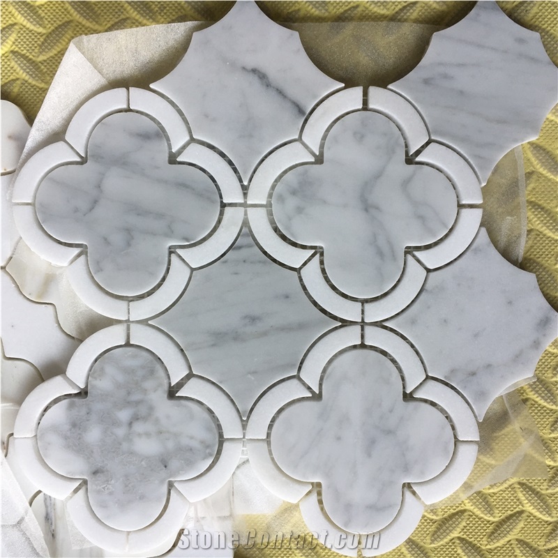 Marble Water-Jet Mosaic Pattern Design Carrara Backsplash 