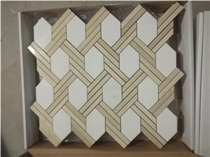 Marquina Hexagon Mosaic Design Carrara Square Floor Pattern 