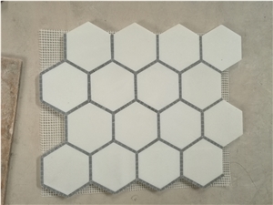 Marquina Hexagon Mosaic Design Carrara Square Floor Pattern 
