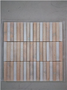Mixed Marble Backsplash Wall Mosaic Thassos Linear Strips 