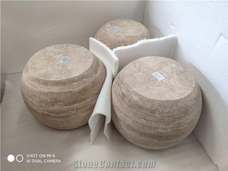 Office Stone Table Top  White Travertine Corner Cafe Table