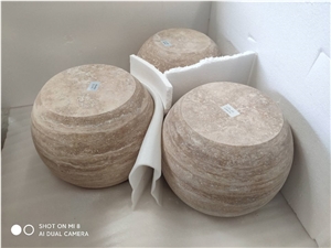 Office Stone Table Top  White Travertine Corner Cafe Table