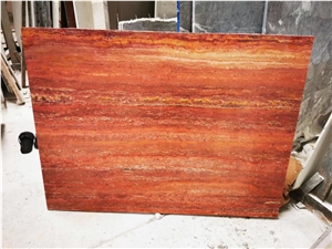 Rose River Travertine Slab Iran Red Travertine Floor Slabs