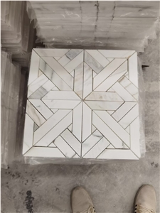 Subway Brick Marble Mosaic Tundra Grey Kitchen Floor Tile 