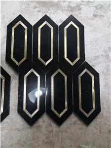 Thassos Hexagon Mosaic Design Carrara Chevron Floor Tile
