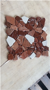 Travertine Chips Floor Mosaic Noce Bathroom Wall Backsplash