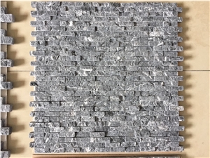 Tumbled Split Nero Marquina Brick Backsplash Mosaic Tile