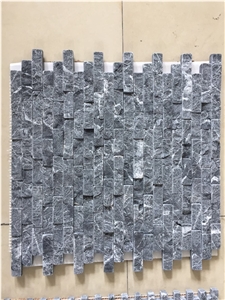 Tumbled Split Nero Marquina Brick Backsplash Mosaic Tile
