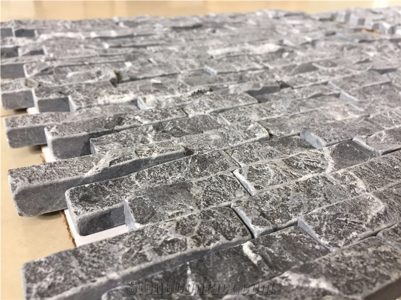 Tumbled Split Nero Marquina Brick Backsplash Mosaic Tile