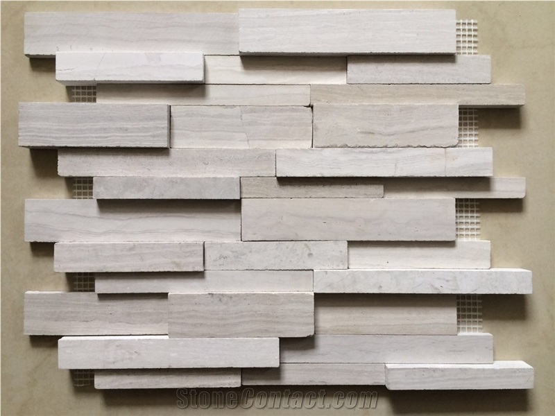 Tumbled Wooden White Floor Mosaic Design Volakas Wall Tile 