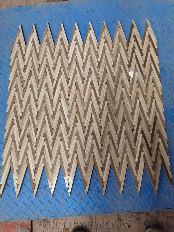Tumbled Wooden White Floor Mosaic Design Volakas Wall Tile 