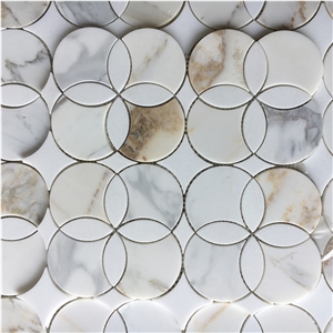 Water-Jet Calacatta Oro Wall Mosaic Design Marble Backsplash